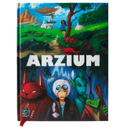 World of Arzium RPG - Hardcover RPG book titled Arzium with colorful fantasy characters and landscape on the cover.