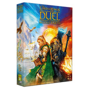 The Lord of the Rings: Duel for Middle-Earth - The Lord of the Rings Duel for Middle-Earth game box with fantasy artwork featuring two warriors back-to-back, one holding.