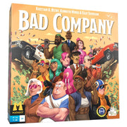 Bad Company - Bad Company board game box featuring diverse cartoon characters and flying money on orange background.