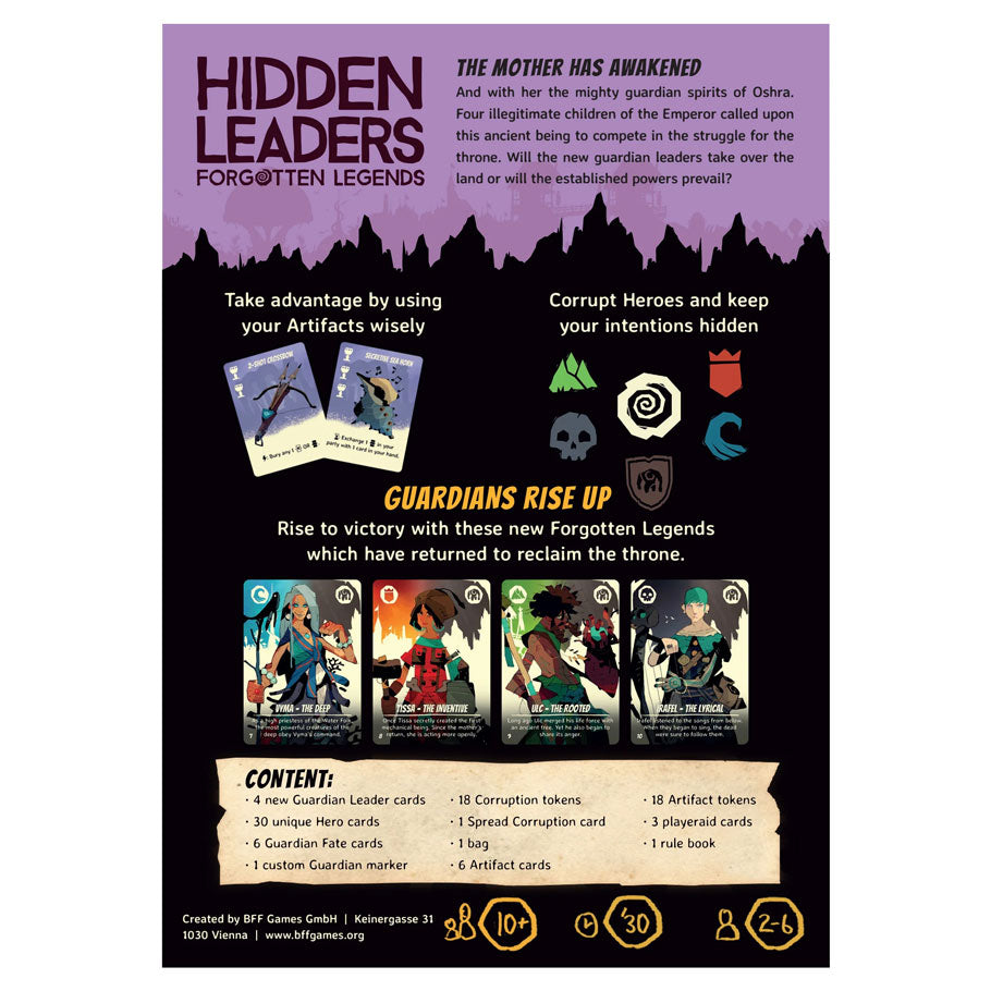 Hidden Leaders: Forgotten Legends - Forgotten Legends" featuring colorful character illustrations and icons indicating gameplay details.