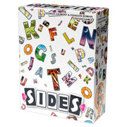 Sides - Colorful illustrated alphabet letters scattered on a white rectangular box with "SIDES" spelled out in black and white block