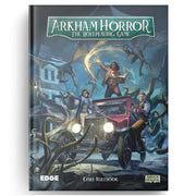 Arkham Horror RPG: Core Rulebook - Hardcover Arkham Horror RPG Core Rulebook with dark blue cover featuring investigators and supernatural tentacles.