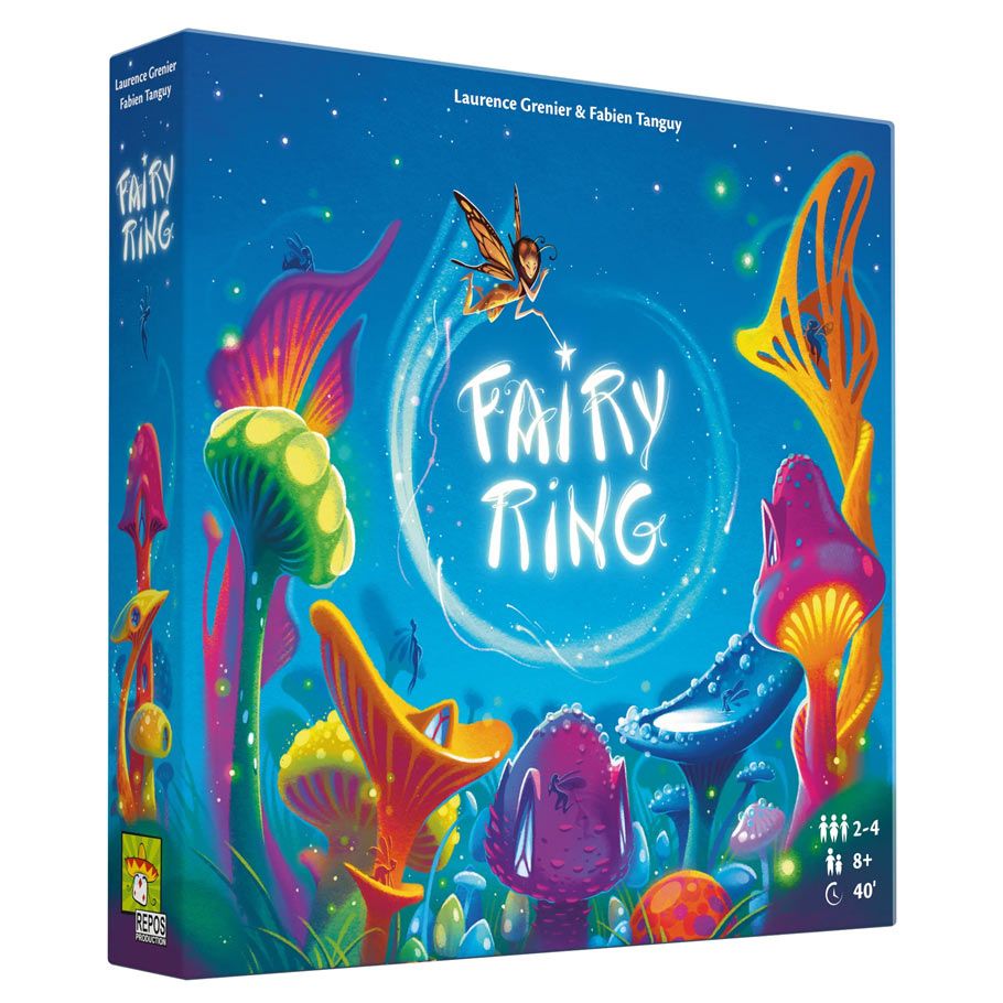 Fairy Ring - Colorful box art featuring glowing fantasy mushrooms and a fairy flying above the white glowing "Fairy Ring" title on a blue