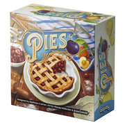 Pies - Box of Pies strategy game featuring colorful fruit and lattice crust pie illustration on white plate.