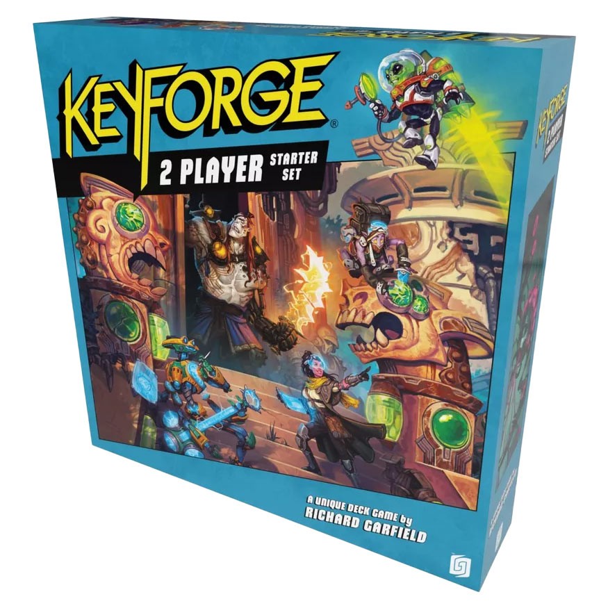 KeyForge 2-Player Starter - Colorful KeyForge 2-Player Starter board game box featuring fantasy artwork with robots and creatures in a dynamic battle.