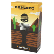 Bandido - Bandido box with cartoon bandit wearing striped shirt and black mask in desert scene.