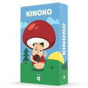 Kinoko - Colorful game box featuring a cartoon character with a large red mushroom cap standing on green grass under a blue sky.