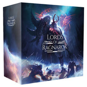 Lords of Ragnarok: Core Box - Square board game box for Lords of Ragnarok with dark fantasy artwork featuring shadowy figures and glowing blue and red.