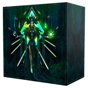 Lords of Ragnarok: Stretch Goals - Dark strategy game box with glowing green mystical figure holding swords, intricate fantasy artwork.