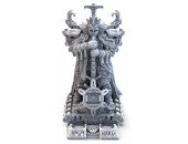 Lords of Ragnarok: Stretch Goals - Gray sculpted resin miniature of a towering armored warrior with intricate Norse-themed details and a large sword.