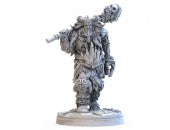 Lords of Ragnarok: Utgard Expansion - Unpainted gray resin tabletop miniature of armored warrior holding spiked mace, standing on round base.