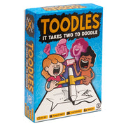Toodles - Blue rectangular box for Toodles party game featuring cartoon characters drawing with markers on a white board.