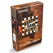 Deck Protector: Board Game Sleeve: Non-Glare: Oversize Brown(50) - Brown rectangular box with board game sleeve branding and cartoon figures, labeled oversize and non-glare.