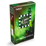 Deck Protector: Board Game Sleeve: Non-Glare: Tarot Green (50) - Green rectangular box with black and white checkerboard and cartoon figures, labeled Board Game Sleeves, Tarot edition.