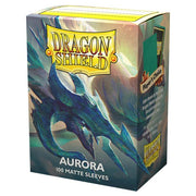 Dragon Shield 100ct Box - Matte Aurora - Box of 100 matte card sleeves with iridescent aurora color and dragon artwork on packaging.