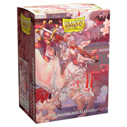 Dragon Shield Sleeves - 100ct Box Matte Art - Demon Hunters - Box of Dragon Shield matte art card sleeves featuring a red and white demon hunter warrior on a dragon design.