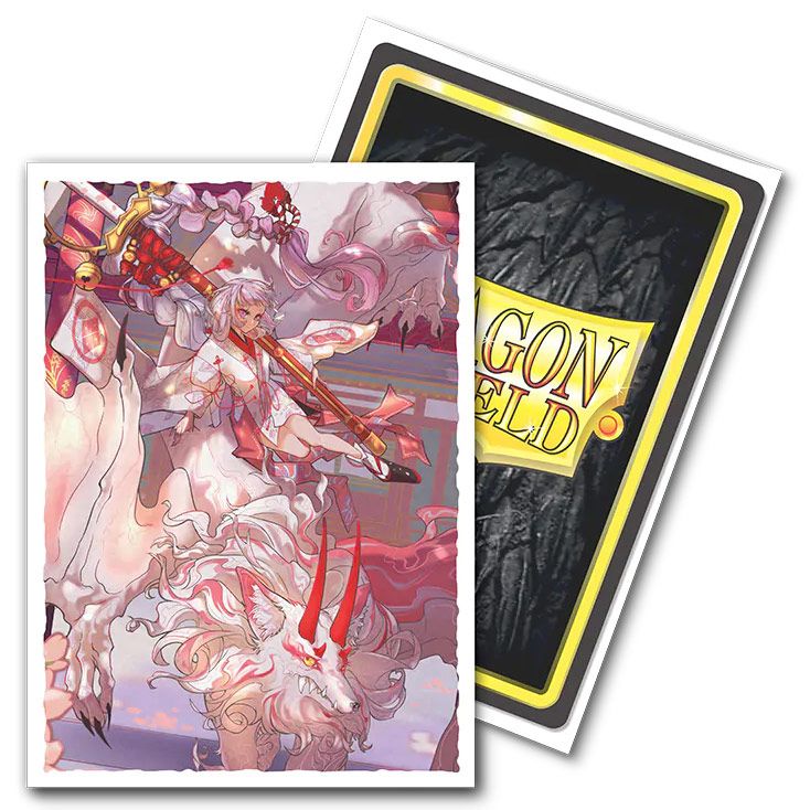 Dragon Shield Sleeves - 100ct Box Matte Art - Demon Hunters - Matte card sleeves featuring a detailed demon hunter artwork with red and white tones, packaged in a 100-count box.