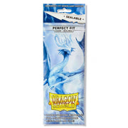 Dragon Shield : Perfect Fit Sealable: Clear 100 Count - Clear Dragon Shield card sleeves packaging with blue dragon artwork and yellow Dragon Shield logo.
