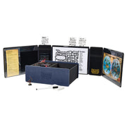 Dragon Shield RPG - Game Master Companion - Midnight Blue - Midnight blue rectangular game master companion box with multiple fold-out panels featuring maps, notes, and multiple card.