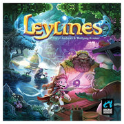 Leylines (PREORDER) - Colorful fantasy-themed board game cover featuring mystical characters and glowing magical symbols under a starlit sky.