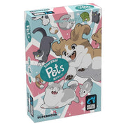 Super Kawaii Pets - Colorful rectangular card game box featuring playful cartoon pets on a pastel pink and teal background.