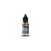 Vallejo True Metallic Metal Airbrush: Imperial Gold (18ml) - 18ml clear plastic bottle of Vallejo True Metallic Metal Airbrush paint in Imperial Gold with black twist cap and gray label.