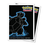 Apex Deck Protectors - Pokémon Neon Kanto - Blastoise (105ct) - Pack of 105 card sleeves featuring neon blue outline of Blastoise against black background with Pokémon logo.