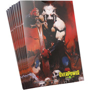 OverPower CCG Sleeves: Invincible - Battle Beast (PREORDER) - Card sleeves featuring a muscular white battle beast holding a sword with a dark red and black fiery background, OverPower.