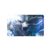 Playmat: Riftbound Origins - Volibear - Large rectangular playmat featuring a fierce white bear with glowing blue eyes and lightning effects on a dark stormy.
