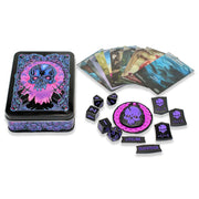 Magic the Gathering: Mana Token Set: Black - Black Magic the Gathering mana tokens with purple skull designs, including dice, counters, and cards, displayed with a.