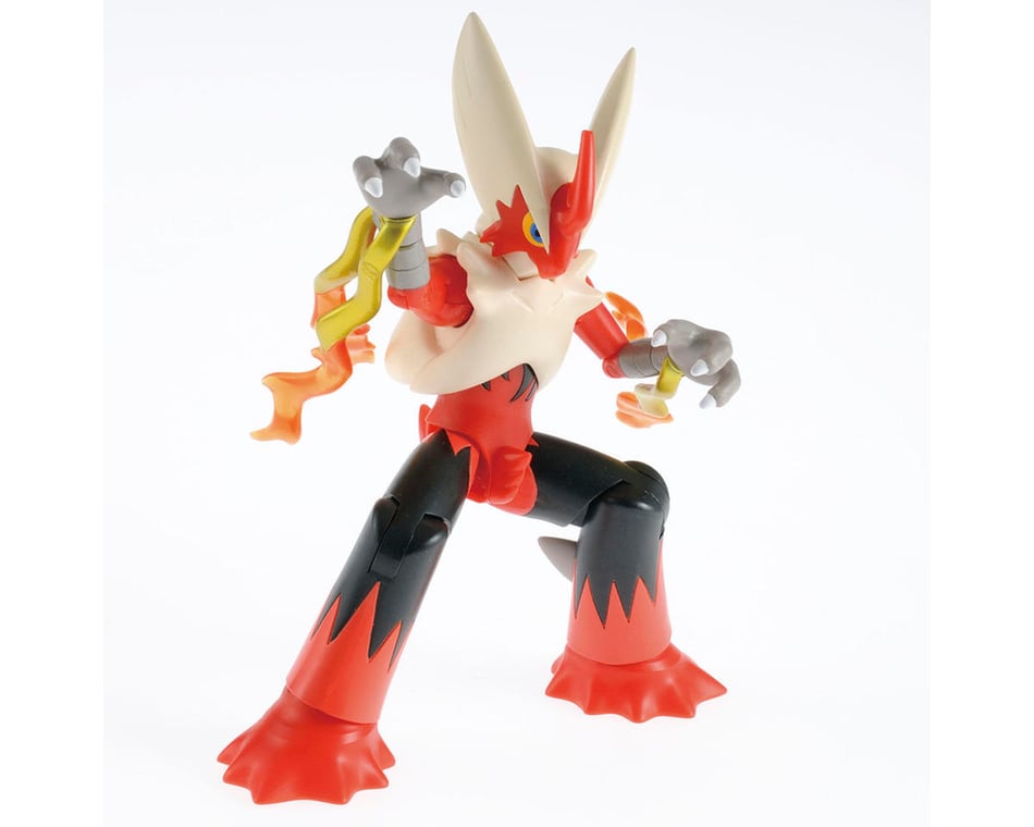 Pokémon Model Kit - Mega Blaziken (PREORDER) - Mega Blaziken model kit with red, white, and black colors, fiery yellow details, and dynamic pose.