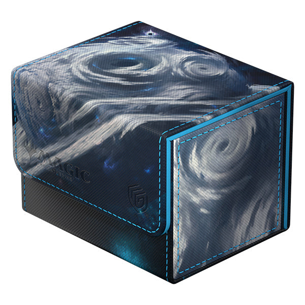 Ultimate Guard Sidewinder 100+ Xenoskin: Magic the Gathering: Edge of Eternities - Uthros, Titanic Godcore - Blue and black rectangular deck box with swirling mist design and reinforced edges for card storage.