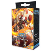 Deck Protector: Spectrum: Grand Archive: Arthur (100) - Box of Grand Archive Arthur card sleeves featuring fiery orange and red flames around a knight in armor with a sword on the.
