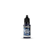 Vallejo True Metallic Metal Shade: Ultramarine Blue (18ml) - Small plastic bottle of Vallejo True Metallic paint in ultramarine blue with black twist cap and white label.