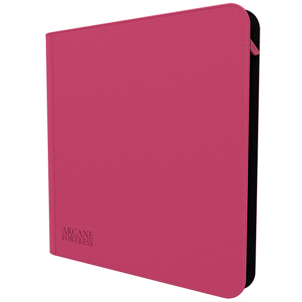 Arcane Fortress 12-Pocket Zippered Binder: Solid Color - Pink - Pink zippered binder with smooth matte finish and rounded corners, 12-pocket design.