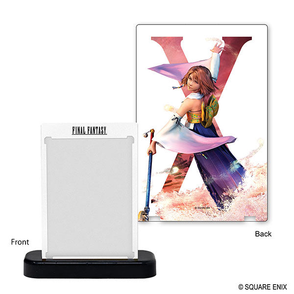 One-Touch Edge: Final Fantasy - Yuna (PREORDER) - Clear acrylic stand featuring Yuna from Final Fantasy with colorful outfit and staff, set on black base.