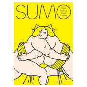 Sumo - Bright yellow card game box featuring cartoon sumo wrestlers in traditional mawashi wrestling stance.