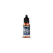 Vallejo True Metallic Metal Base: Ancient Copper (18ml) - Small dropper bottle of Vallejo True Metallic Metal Base paint in Ancient Copper color with black cap and blue label.