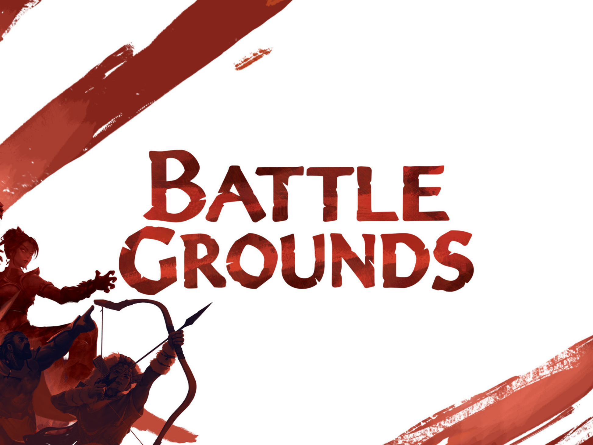 Flesh and Blood Battlegrounds- June 27th - Bold red brushstroke background with "Battle Grounds" text in rugged, hand-painted style letters centered on white.