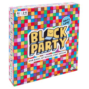 Block Party - Square board game box with colorful checkerboard pattern and bold Block Party logo on the front.