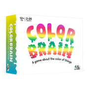 Color Brain - Color Brain game box with colorful, dripping bubble letters on white background, playful and vibrant design.