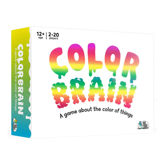 Color Brain - Color Brain game box with colorful, dripping bubble letters on white background, playful and vibrant design.