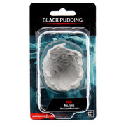 D&D Nolzur's Marvelous Miniatures: Black Pudding - Unpainted gray plastic miniature of a round, amorphous creature with a textured, segmented surface and an open mouth center.
