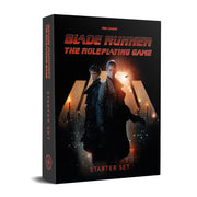Blade Runner RPG Starter Set - Black and orange Blade Runner RPG Starter Set box featuring two characters in futuristic cityscape background.