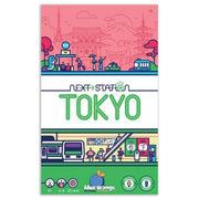 Next Station Tokyo - Next Station Tokyo board game box with pink, white, and green design featuring Tokyo cityscape and transit illustrations.