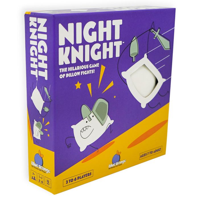Night Knight - Purple and orange Night Knight box featuring cartoon characters and a white plastic game spinner window.