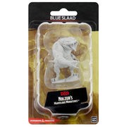 D&D Nolzur's Marvelous Minis: Blue Slaad - Unpainted gray miniature of a Blue Slaad creature with muscular arms and reptilian features in clear blister packaging with.