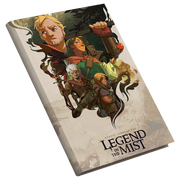 Legend in the Mist: Corebook (PREORDER) - Book cover of Legend in the Mist RPG corebook featuring illustrated fantasy characters against a misty forest background.