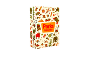 Parks Roll and Hike - Rectangular game box with a cream background decorated with colorful hiking and nature illustrations, featuring a red and.