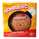 Bombastic - Bright yellow and orange Bombastic packaging with bold red and white lettering, featuring a round wooden game board with red